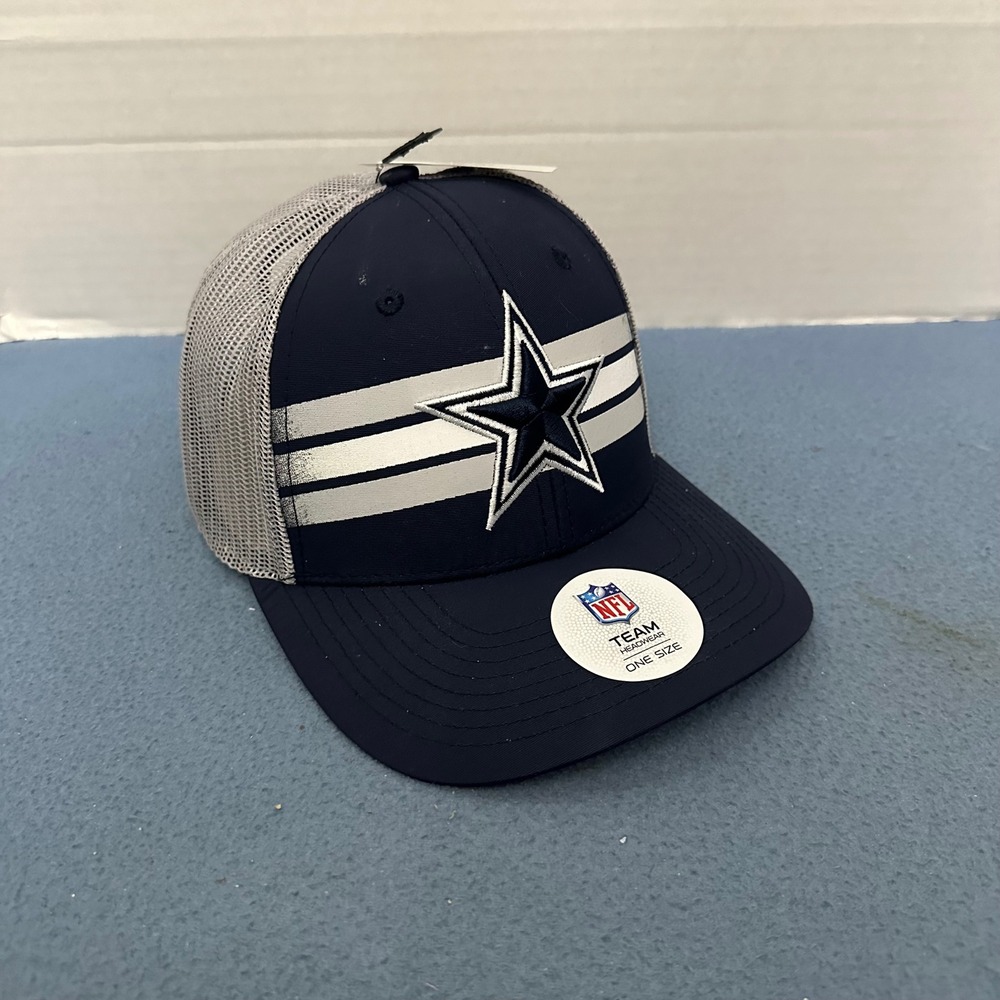 NFL Dallas Cowboys Navy Silver Triple Fade Mesh Trucker Snapback Hat OSF NEW